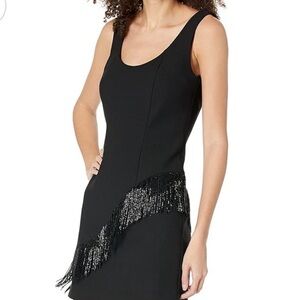 Cinq à Sept Black Dress with beaded Fringe